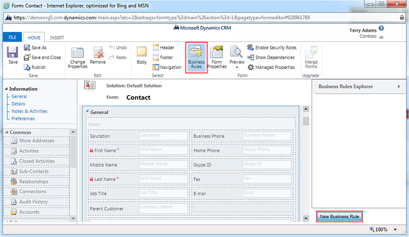 Creating New Business Rule from Contact form in CRM 2013,crm 2011 upgrade, upgrade crm, crm customization, crm 2011 customization, microsoft crm 2013, microsoft crm 2011, crm 4.0, microsoft crm 4.0
